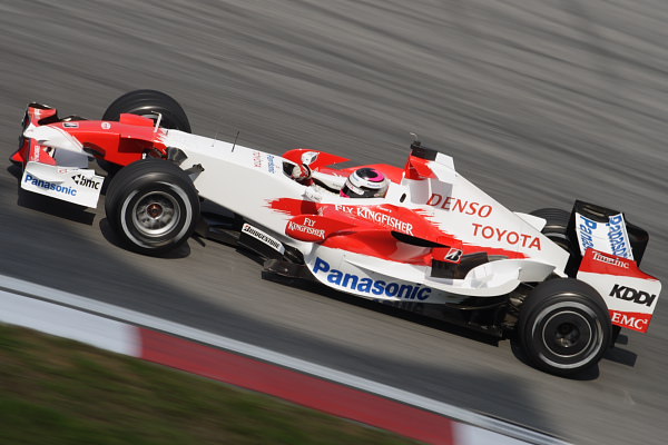 Franck Montagny drives a Toyota Formula One car
