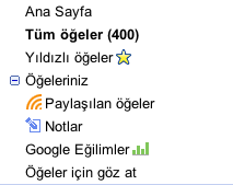 Google Turkish menu