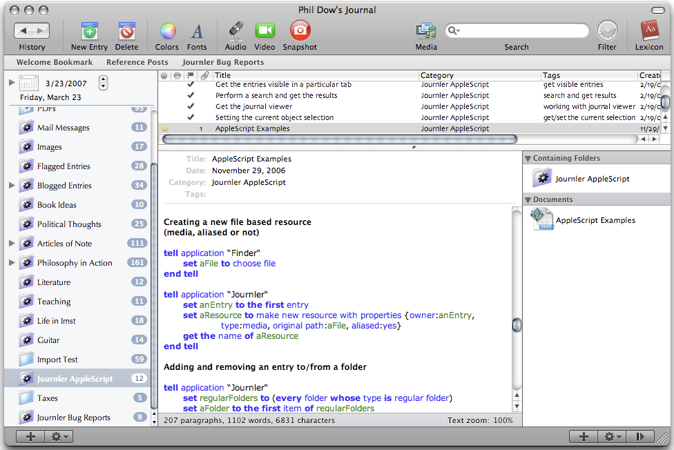 Journler screenshot
