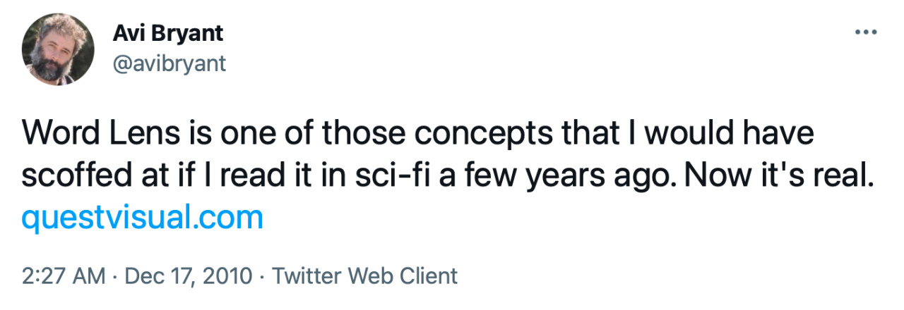 Avi Bryant on Twitter: &ldquo;Word Lens is one of those concepts that I would have scoffed at if I read it in sci-fi a few years ago. Now it&rsquo;s real.&rdquo; 