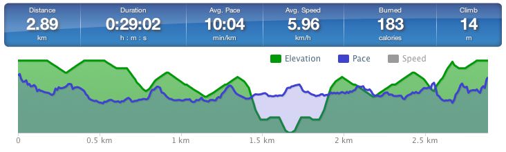 Running speed and elevation graph