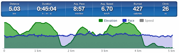 Running speed and elevation graph