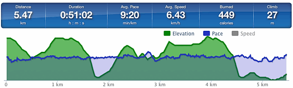 Running speed and elevation graph