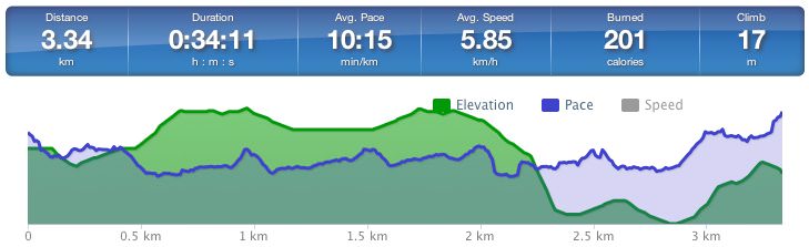 Running speed and elevation graph