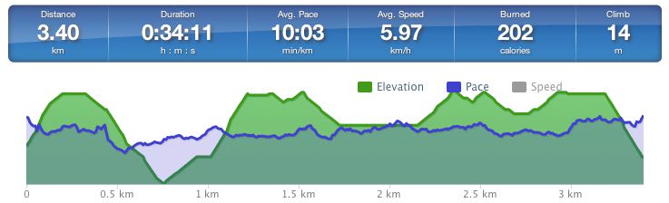 Running speed and elevation graph