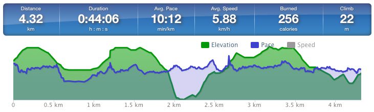 Running speed and elevation graph