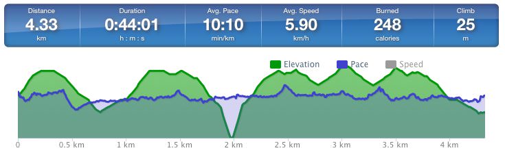 Running speed and elevation graph