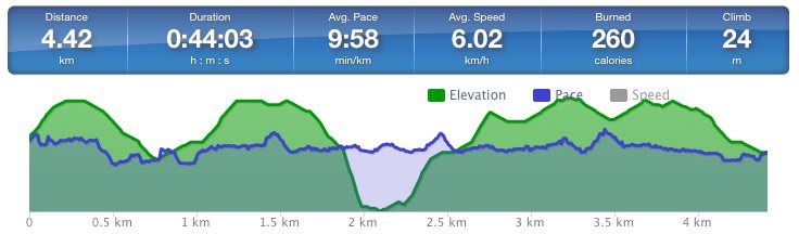 Running speed and elevation graph