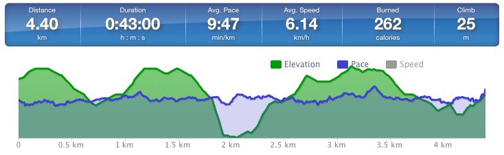 Running speed and elevation graph