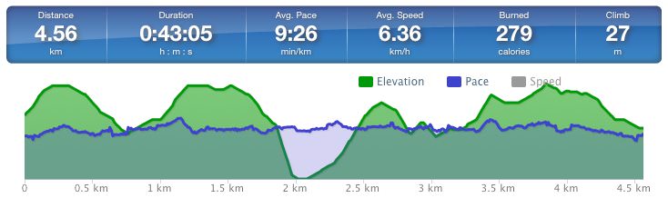 Running speed and elevation graph
