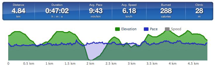 Running speed and elevation graph