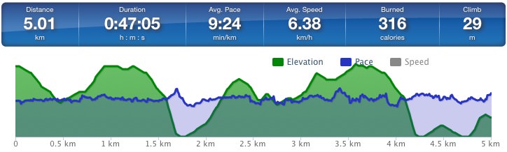 Running speed and elevation graph