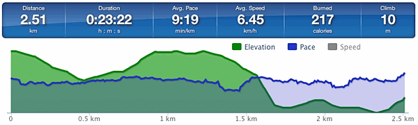 Running speed and elevation graph