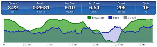 Running speed and elevation graph