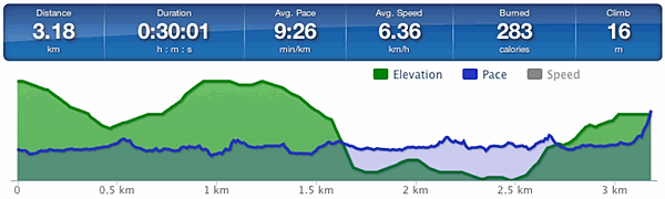 Running speed and elevation graph