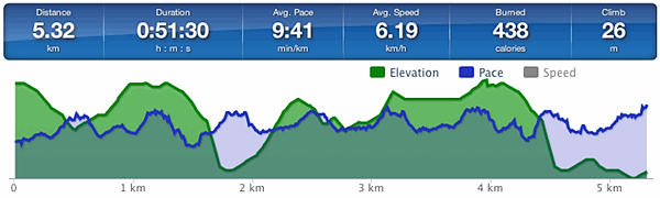 Running speed and elevation graph