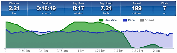 Running speed and elevation graph