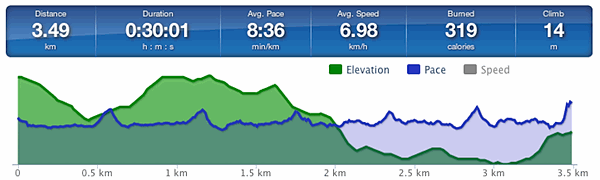 Running speed and elevation graph