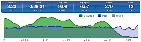 Running speed and elevation graph