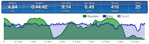 Running speed and elevation graph