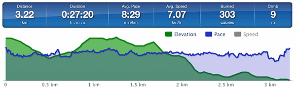 Running speed and elevation graph