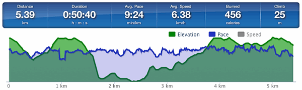 Running speed and elevation graph
