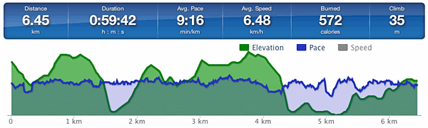 Running speed and elevation graph