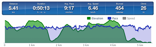 Running speed and elevation graph