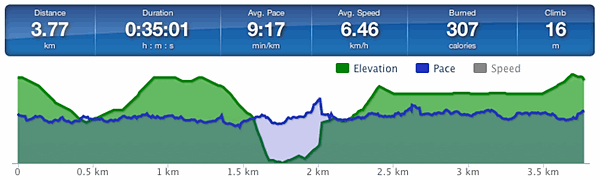 Running speed and elevation graph