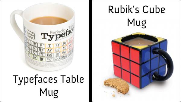 Typeface and Rubik&rsquo;s mugs