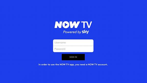 Now TV open screen