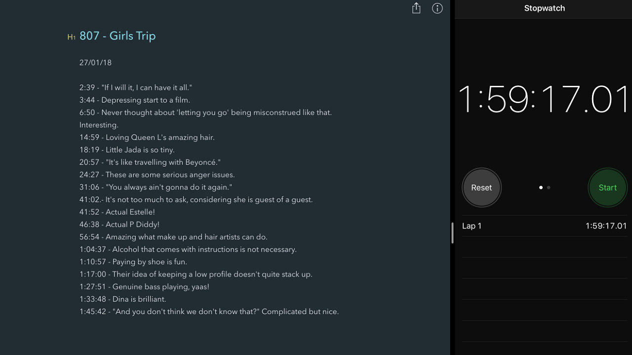Film Watch notes - further improvements