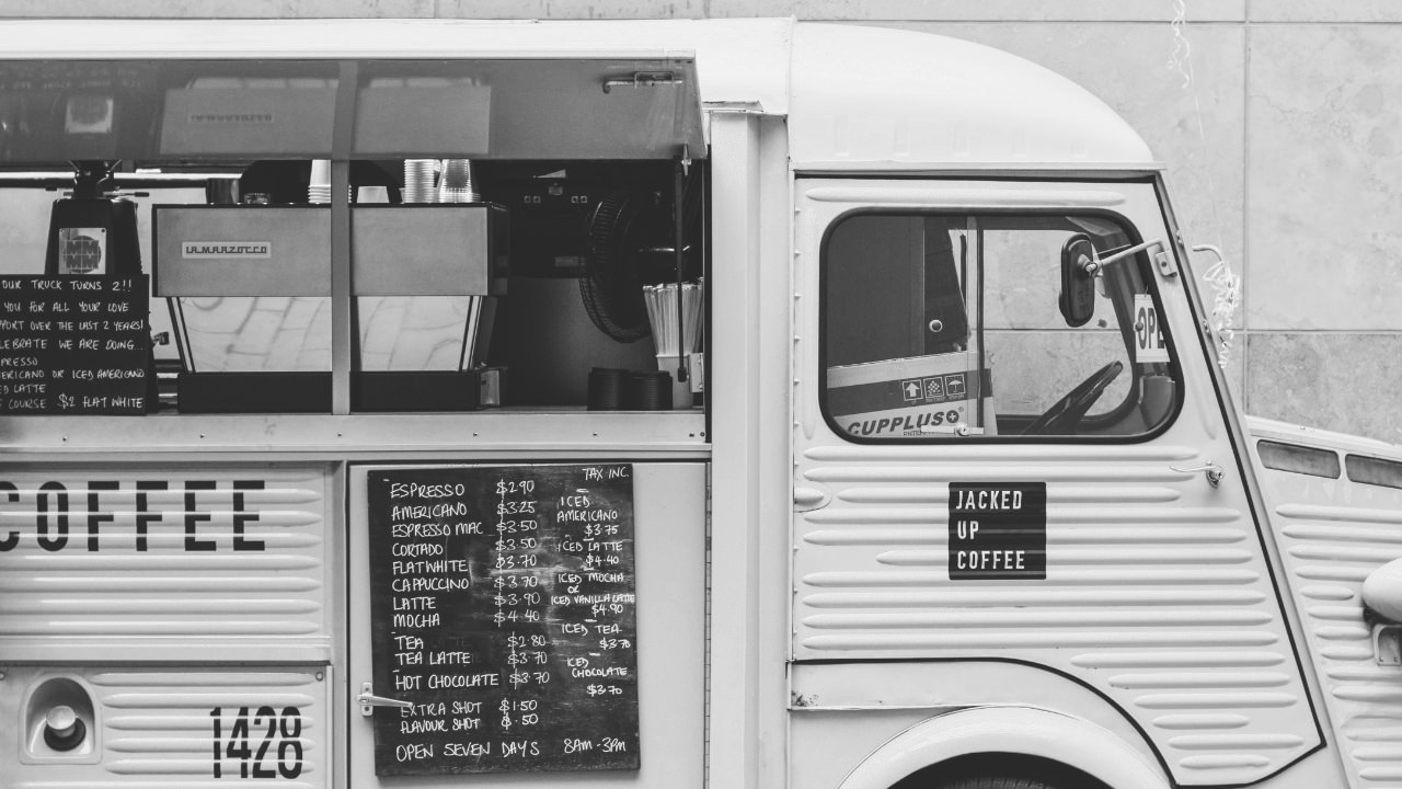 Food truck black and white