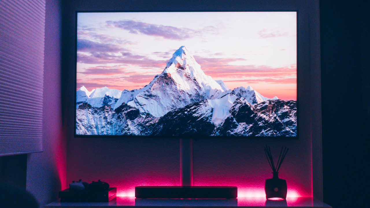 TV with pink lights