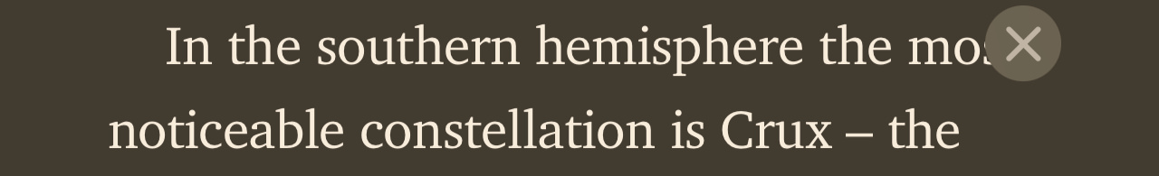 A screenshot from Apple Books showing the right hand cross to close the book crushing on top of the text of the book