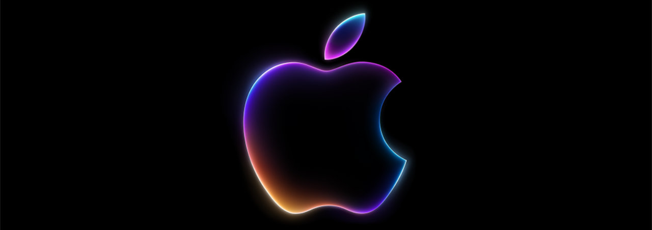 The neon apple silhouette that promoted Apple’s 2024 WWDC event