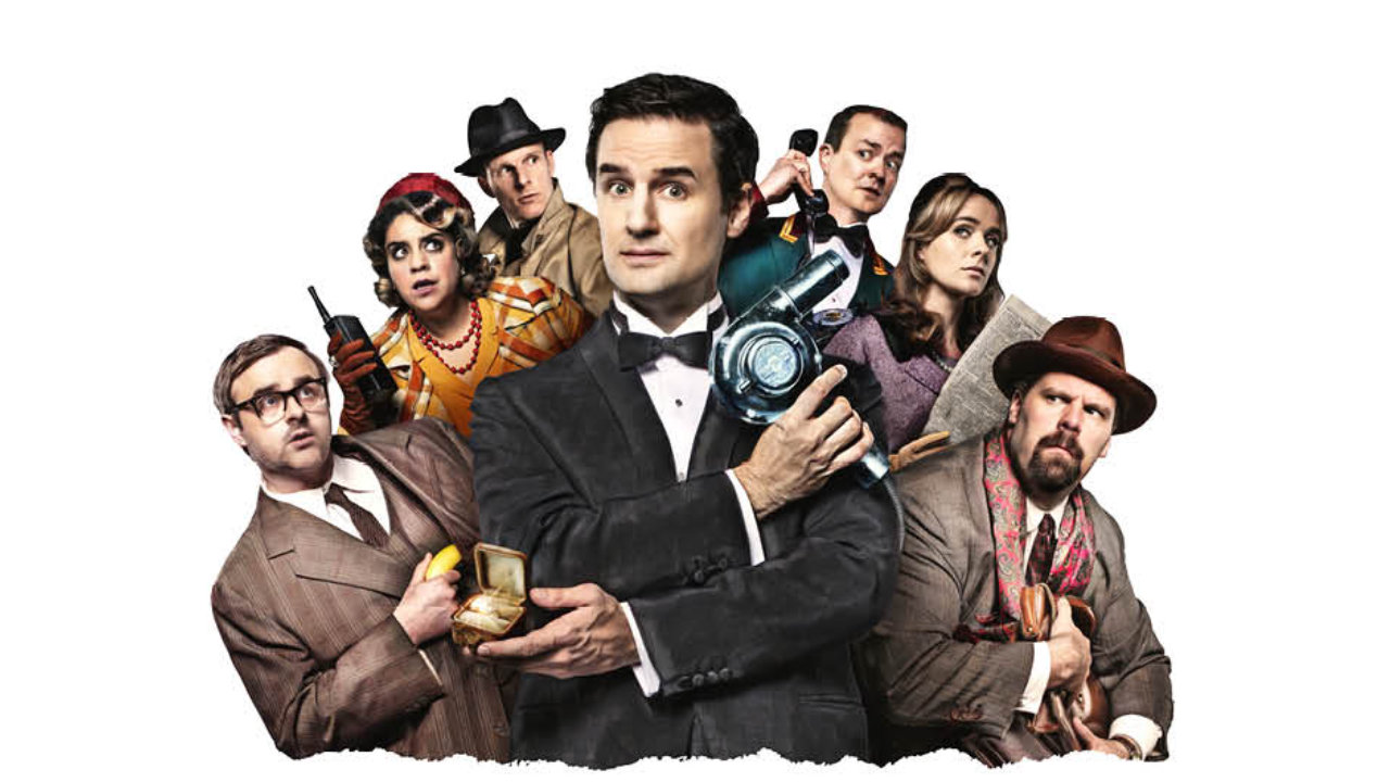 The promotional poster for The Comedy About Spies, in theatres next year by Mischief Theatre