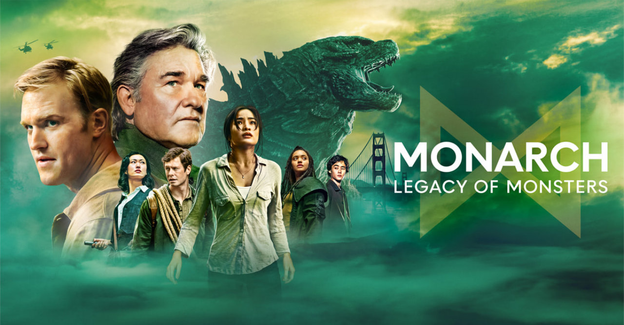 A marketing poster for the Apple TV+ show Monarch: Legacy of Monsters