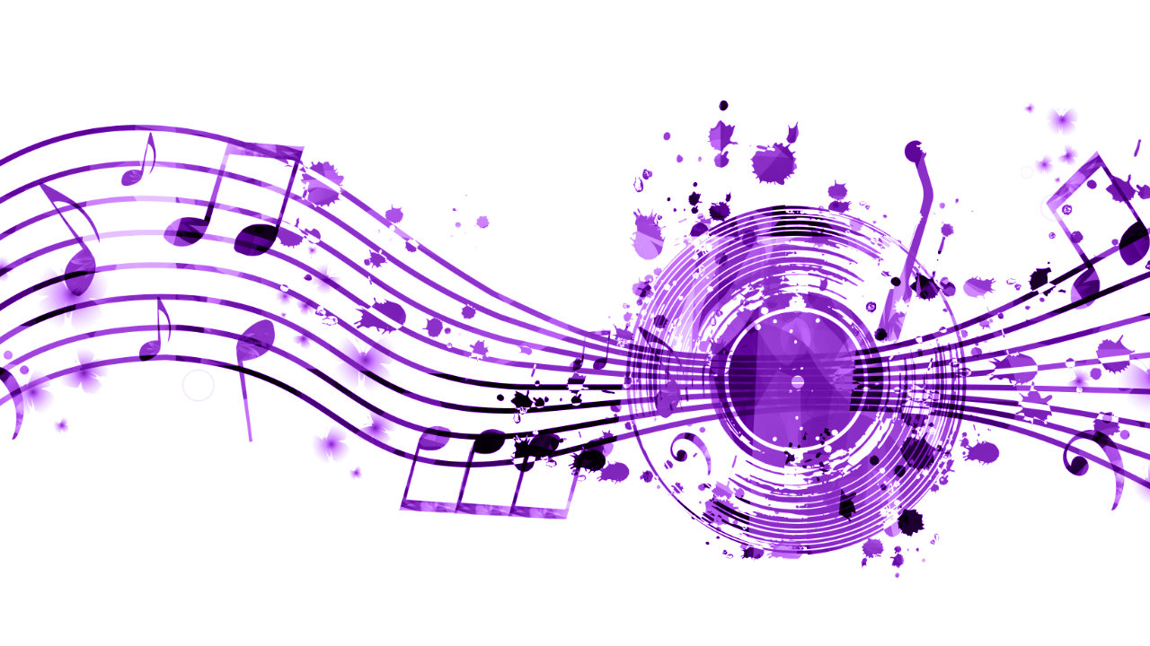 A white background with illustrations of music, guitars, instruments on top
