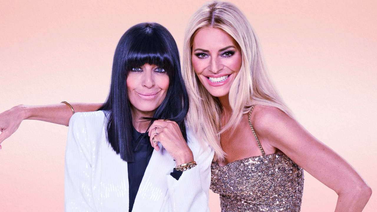 Claudia Winkleman and Tess Daly posing for a Strictly Come Dancing marketing photo